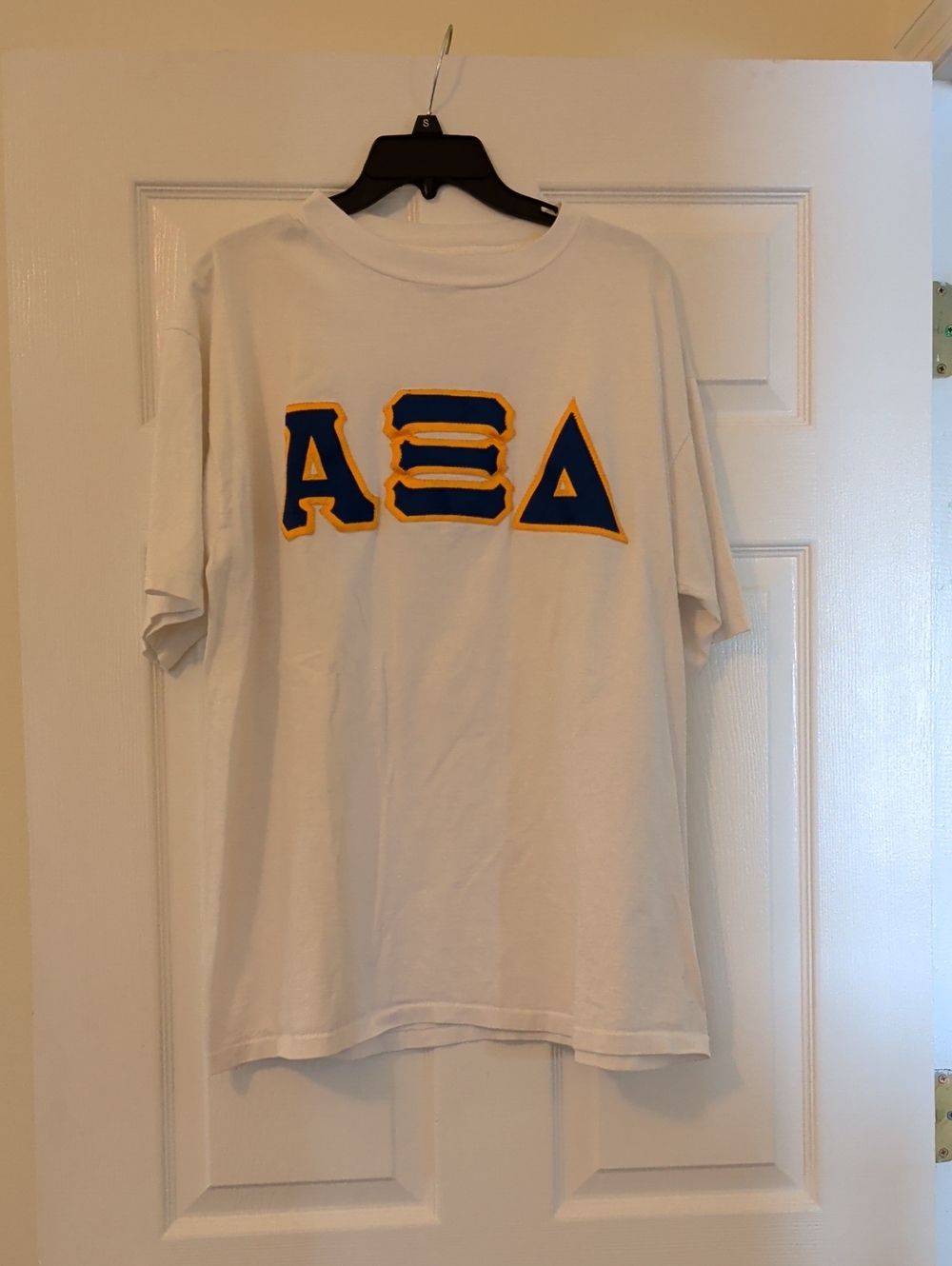 Vintage 90s Alpha Xi Delta White Greek Letter Tee With Appliqué